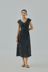Arely Floral Printed A-Line Midi Dress